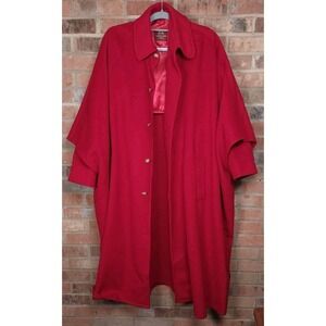 Willis & Geiger‎ Womens Wool Cashmere Cape Coat Red Button Down Vintage